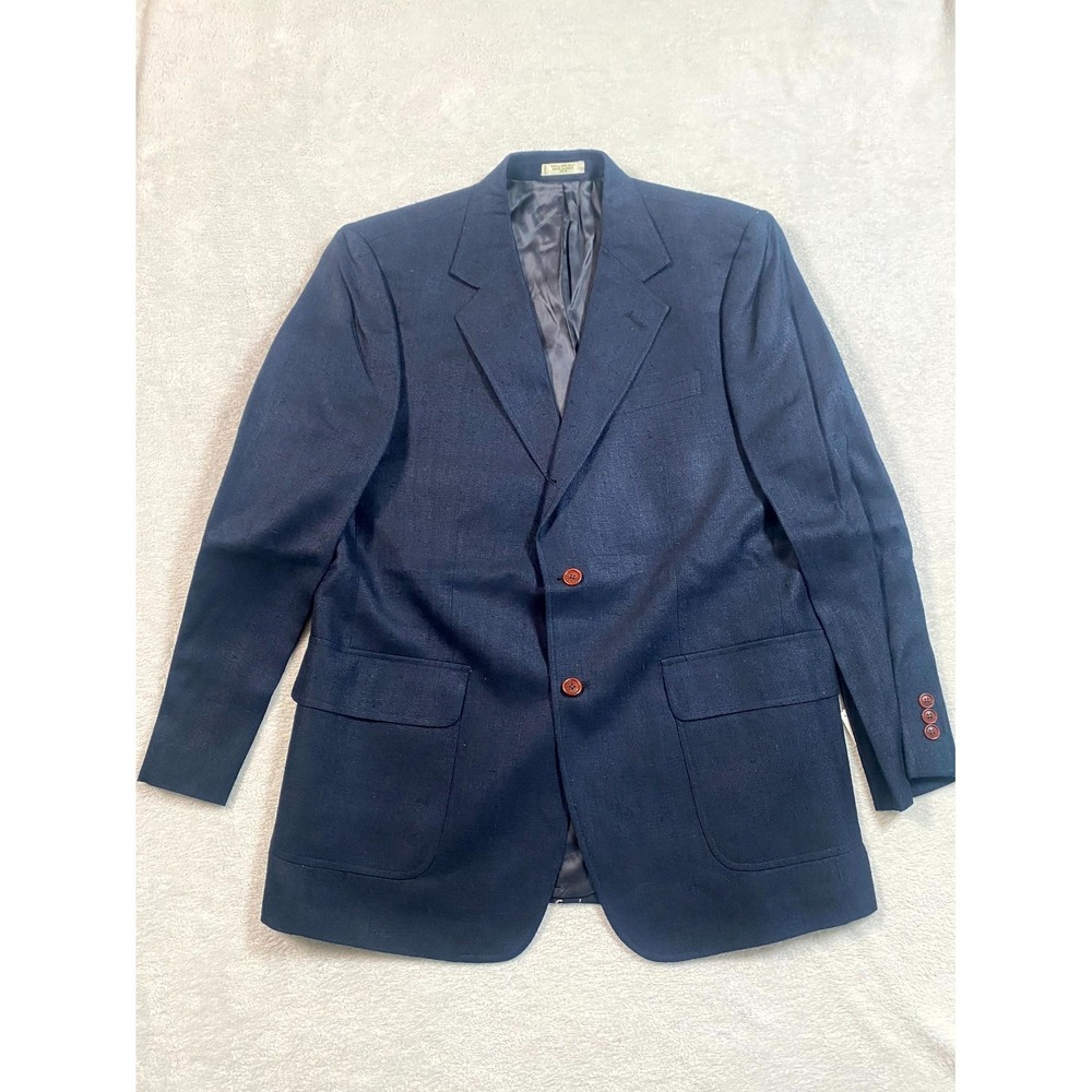 Orvis 100% Silk Hopsack Blazer Sport Coat Mens 42R Navy NWT